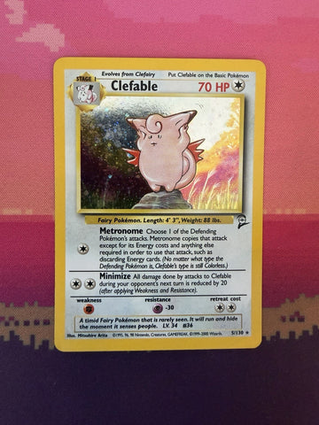 Pokemon Card Clefable Base Set 2 Holo Rare 5/130 Near Mint