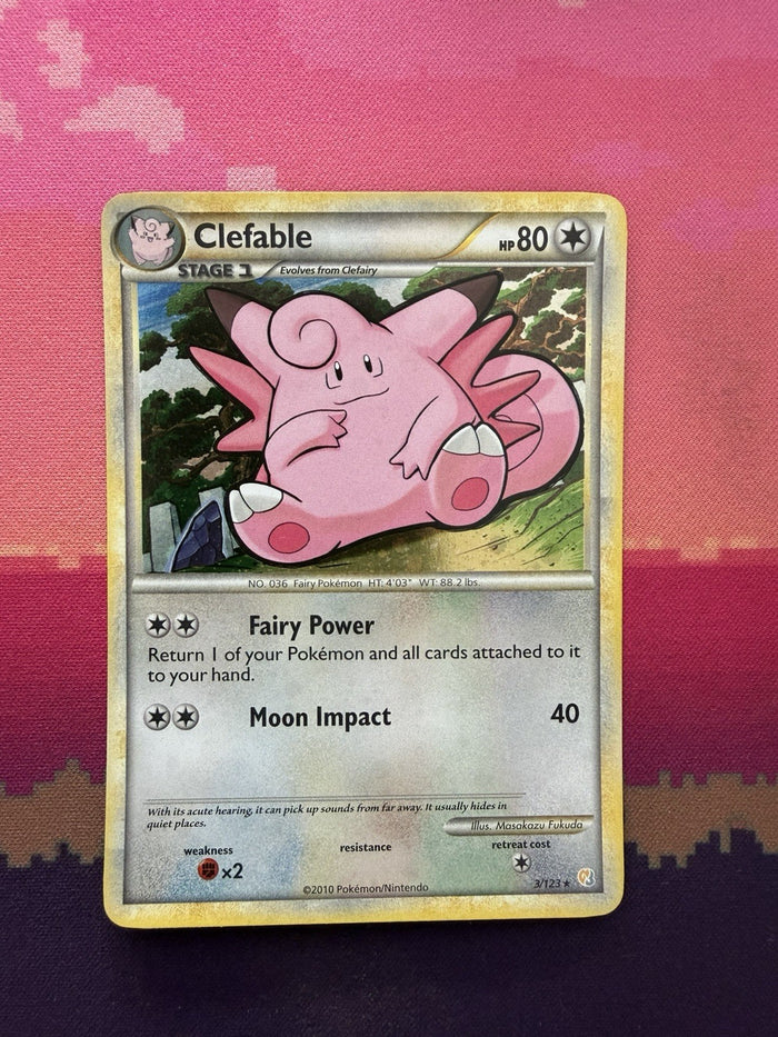 Pokemon Card Clefable HeartGold & SoulSilver Holo Rare 3/123 Near Mint