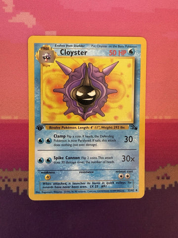 Pokemon Card Cloyster Fossil 1st Edition Uncommon 32/62 Near Mint