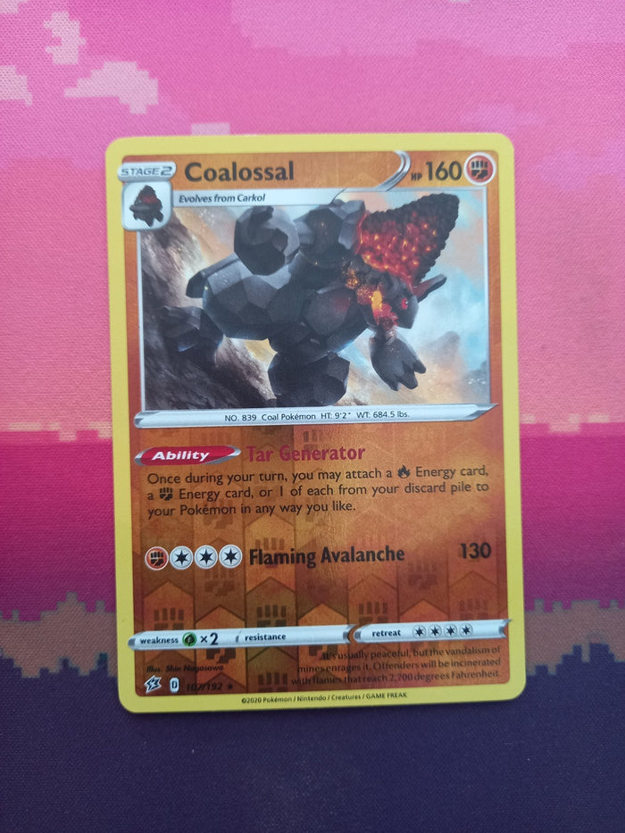 Pokemon Card Coalossal Rebel Clash Reverse Holo 107/192 Near Mint