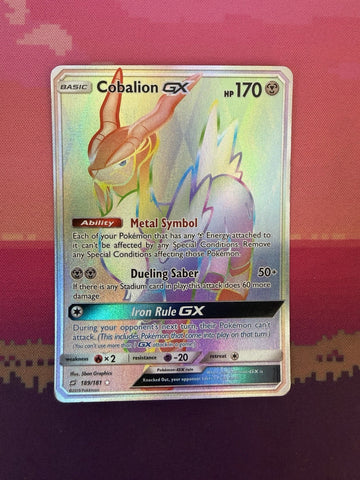 Pokemon Card Cobalion GX 189/181 Secret Rare 189/181 Near Mint/VLP