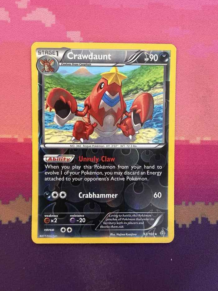 Pokemon Card Crawdunt Primal Clash Reverse Holo Rare 92/160 Near Mint