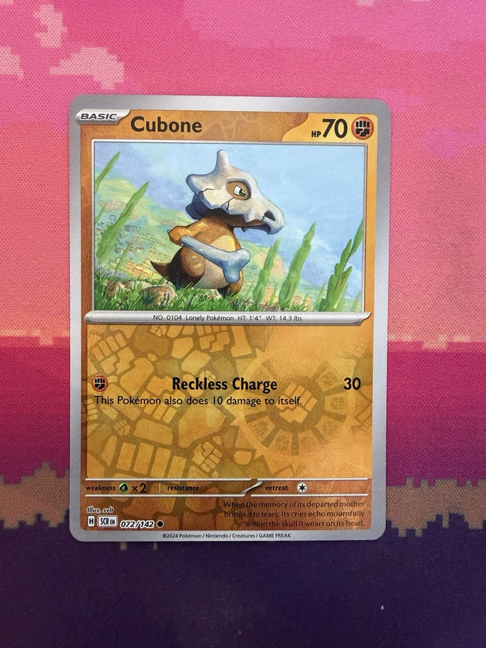 Pokemon Card Cubone Stellar Crown Reverse Holo 072/142 Near Mint