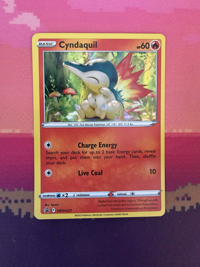 Pokemon Card Cyndaquil SWSH221 Black Star Promo Holo Near Mint