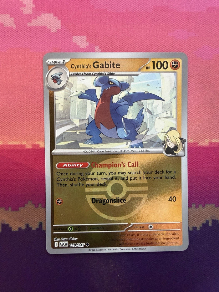 Pokemon Card Cynthia's Gabite Ascended Heroes Reverse Holo Uncommon 110/217 NM