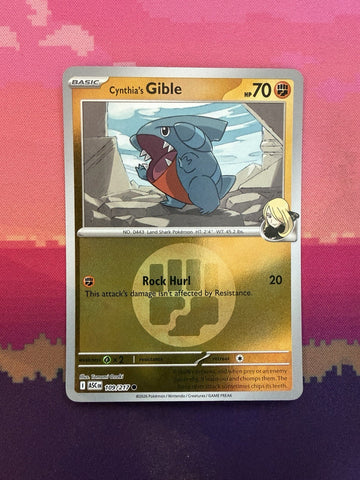 Pokemon Card Cynthia's Gible Ascended Heroes Reverse Holo 109/217 Near Mint