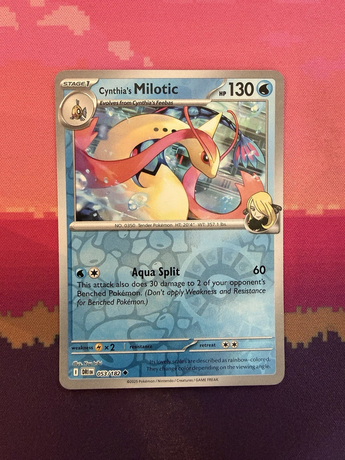Pokemon Card Cynthia's Milotic Destined Rivals Reverse Holo Uncommon 053/182 NM
