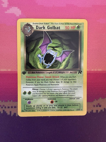Pokemon Card Dark Golbat Team Rocket 1st Edition Rare 24/82 Near Mint