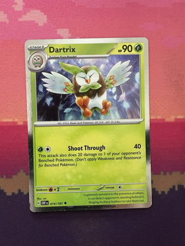 Pokemon Card Dartrix Obsidian Flames Uncommon Cosmo Holo 014/197 Near Mint