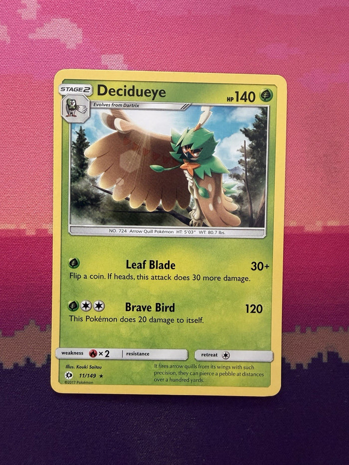 Pokemon Card Decidueye Sun & Moon Rare 11/149 Near Mint