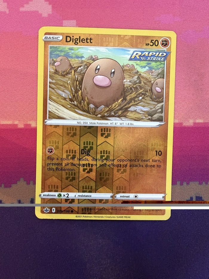 Pokemon Card Diglett Chilling Reign Reverse Holo 076/198 Near Mint