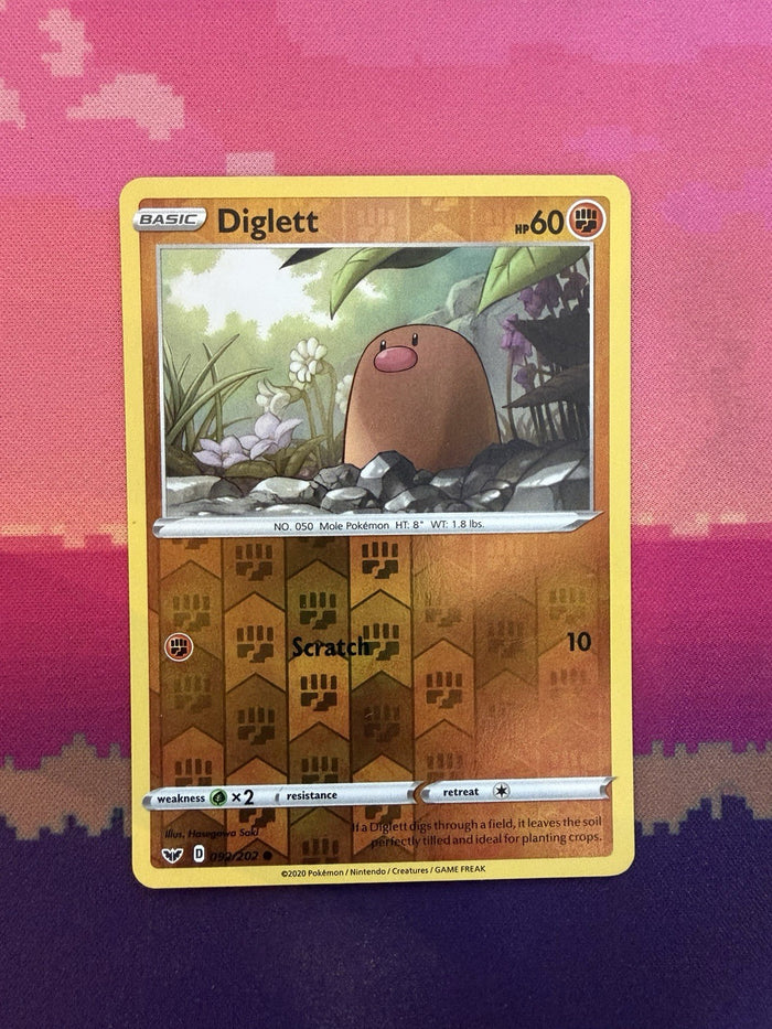 Pokemon Card Diglett Sword & Shield Reverse Holo 092/202 Near Mint