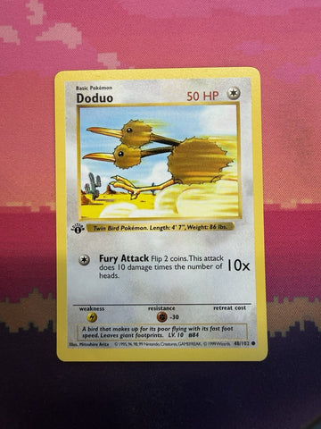 Pokemon Card Doduo Shadowless Base Set 1st Edition Common 48/102 Near Mint