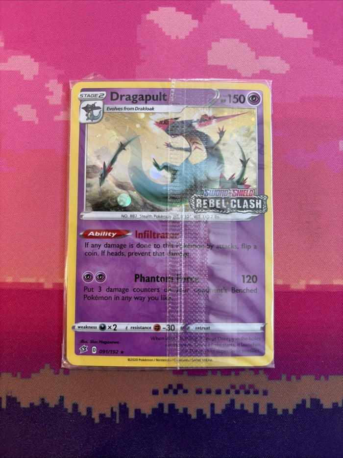 Pokemon Card Dragapult Rebel Clash STAMPED Promo 091/192 SEALED Near Mint