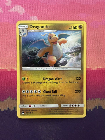 Pokemon Card Dragonite Sun & Moon Cosmo Holo Rare 96/149 Near Mint