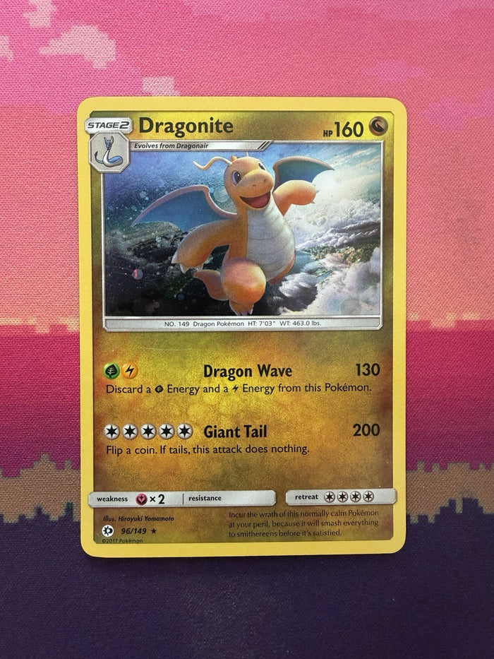 Pokemon Card Dragonite Sun & Moon Cosmo Holo Rare 96/149 Near Mint