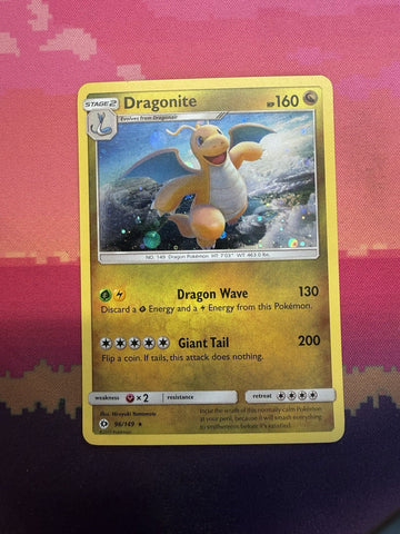 Pokemon Card Dragonite Sun & Moon Cosmo Holo Rare 96/149 Near Mint