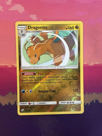 Pokemon Card Dragonite Team Up Reverse Holo Rare 119/181 Near Mint
