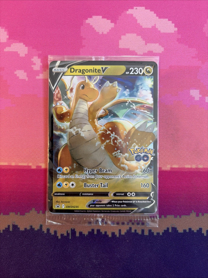 Pokemon Card Dragonite V Pokemon GO STAMPED Promo SWSH235 SEALED Near Mint