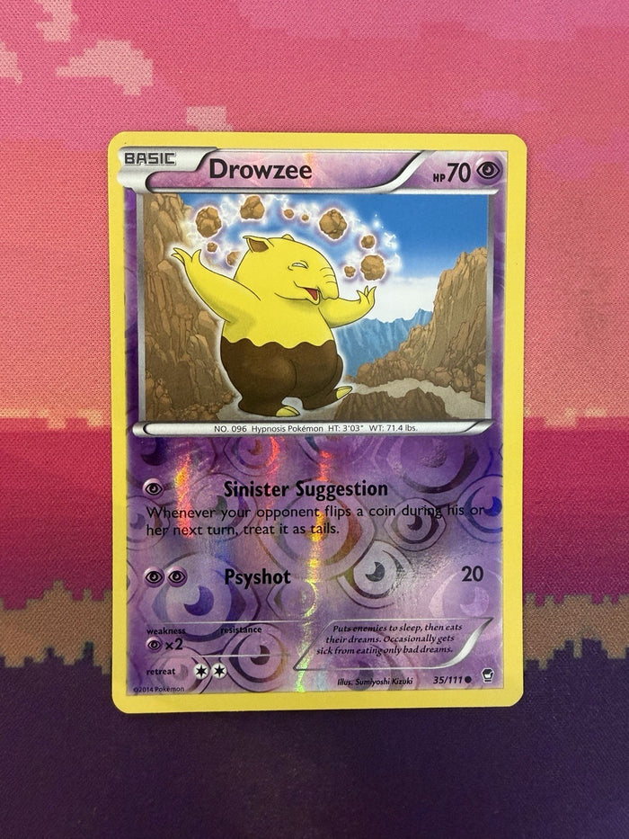 Pokemon Card Drowzee Furious Fist Reverse Holo Common 35/111 Near Mint