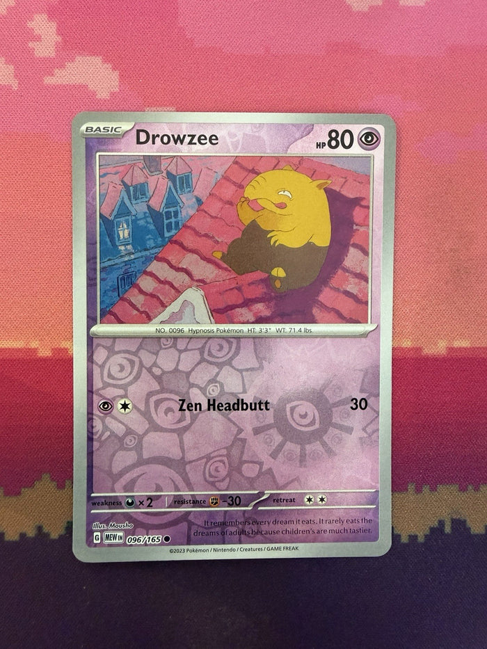 Pokemon Card Drowzee Scarlet & Violet 151 Reverse Holo Common 096/165 Near Mint