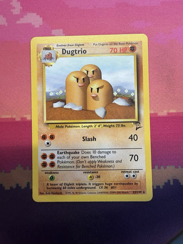 Pokemon Card Dugtrio Base Set 2 Rare 23/130 Near Mint