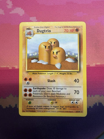 Pokemon Card Dugtrio Base Set Rare 19/102 Near Mint