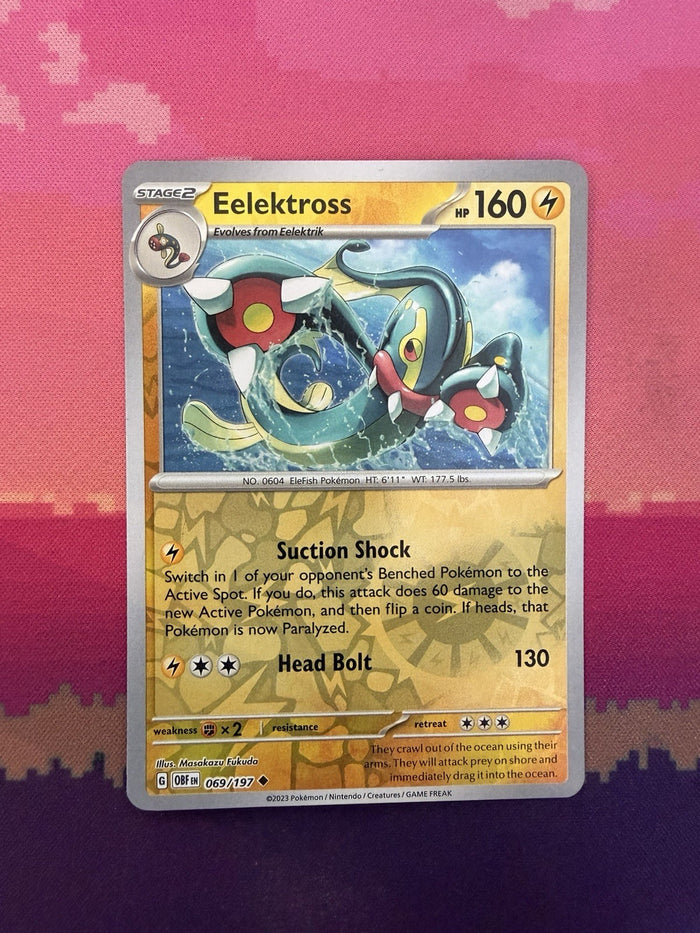 Pokemon Card Eelektross Obsidian Flames Reverse Holo Uncommon 069/197 Near Mint