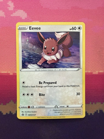 Pokemon Card Eevee Black Star Promo Cosmo Holo SWSH127 Near Mint