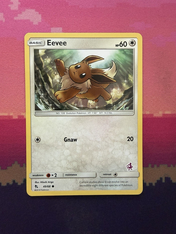 Pokemon Card Eevee Hidden Fates Mewtwo Trainer Kit Stamp 49/68 Near Mint