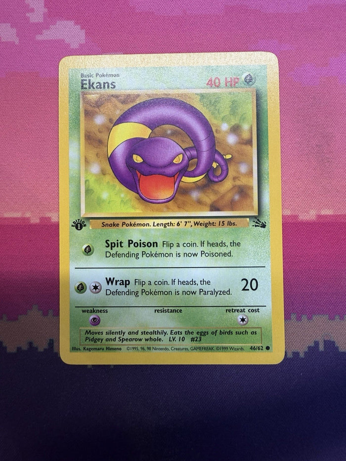Pokemon Card Ekans Fossil 1st Edition Common 46/62 Near Mint