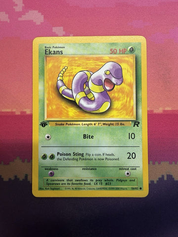 Pokemon Card Ekans Team Rocket 1st Edition Common 56/82 Near Mint