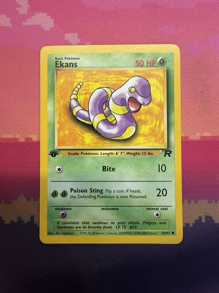 Pokemon Card Ekans Team Rocket 1st Edition Common 56/82 Near Mint