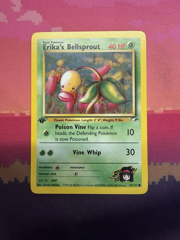 Pokemon Card Erika's Bellsprout Gym Heroes 1st Edition Common 75/132 Near Mint