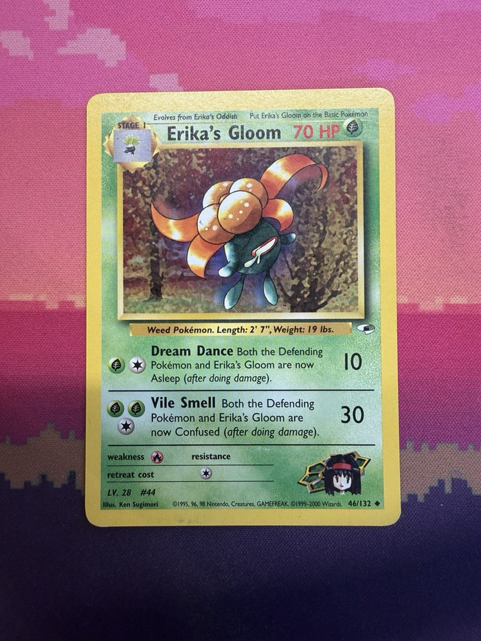 Pokemon Card Erika's Gloom Gym Heroes Uncommon 46/132 Near Mint