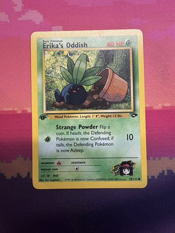 Pokemon Card Erika's Oddish Gym Challenge 1st Edition Common 70/132 Near Mint