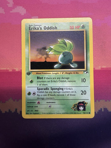 Pokemon Card Erika's Oddish Gym Heroes 1st Edition Common 78/132 Near Mint