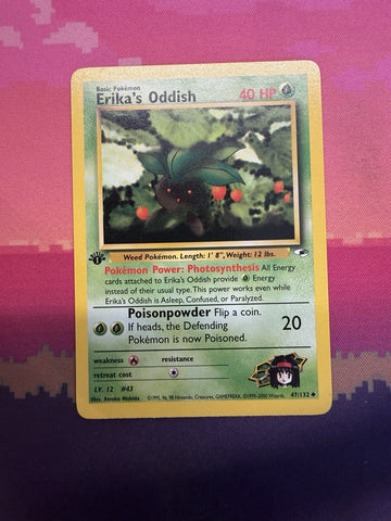 Pokemon Card Erika's Oddish Gym Heroes 1st Edition Uncommon 47/132 Near Mint