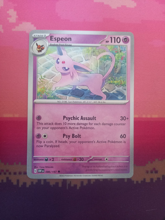 Pokemon Card Espeon Obsidian Flames 086/197 Near Mint