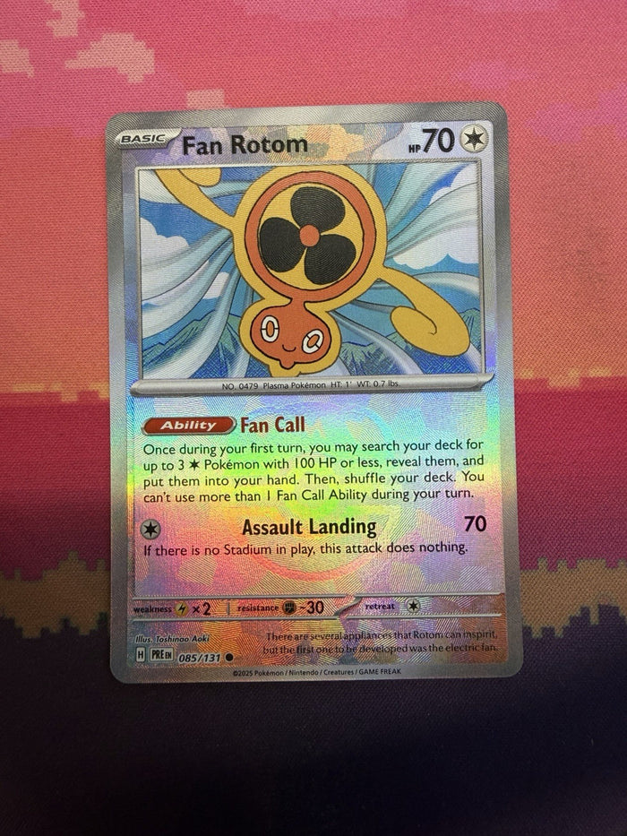 Pokemon Card Fan Rotom Prismatic Evolutions Masterball STAMPED 085/131 Near Mint