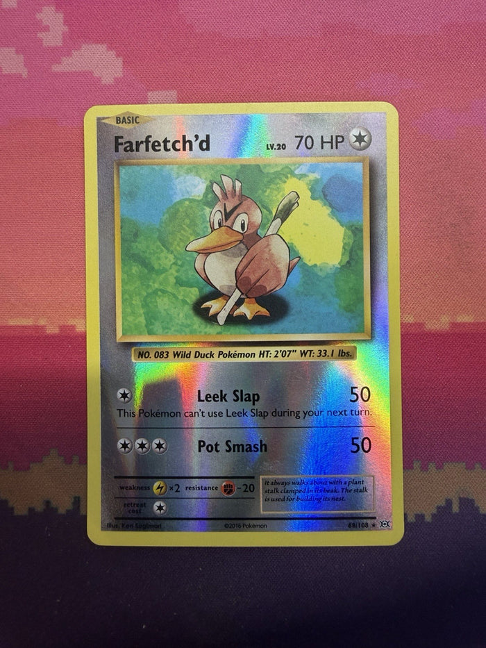 Pokemon Card Farfetch'd Evolutions Reverse Holo Rare 68/108 Near Mint
