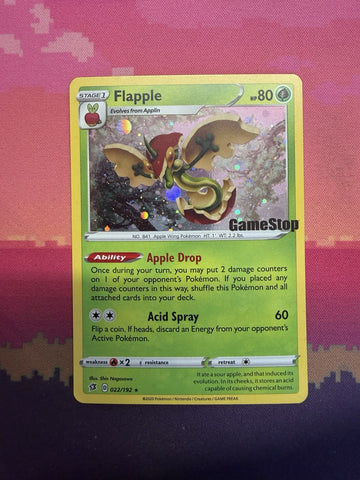Pokemon Card Flapple Gamestop STAMP Rebel Clash 022/192 Near Mint