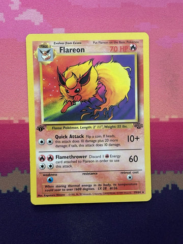 Pokemon Card Flareon 1st Edition Jungle Rare 19/64 Near Mint