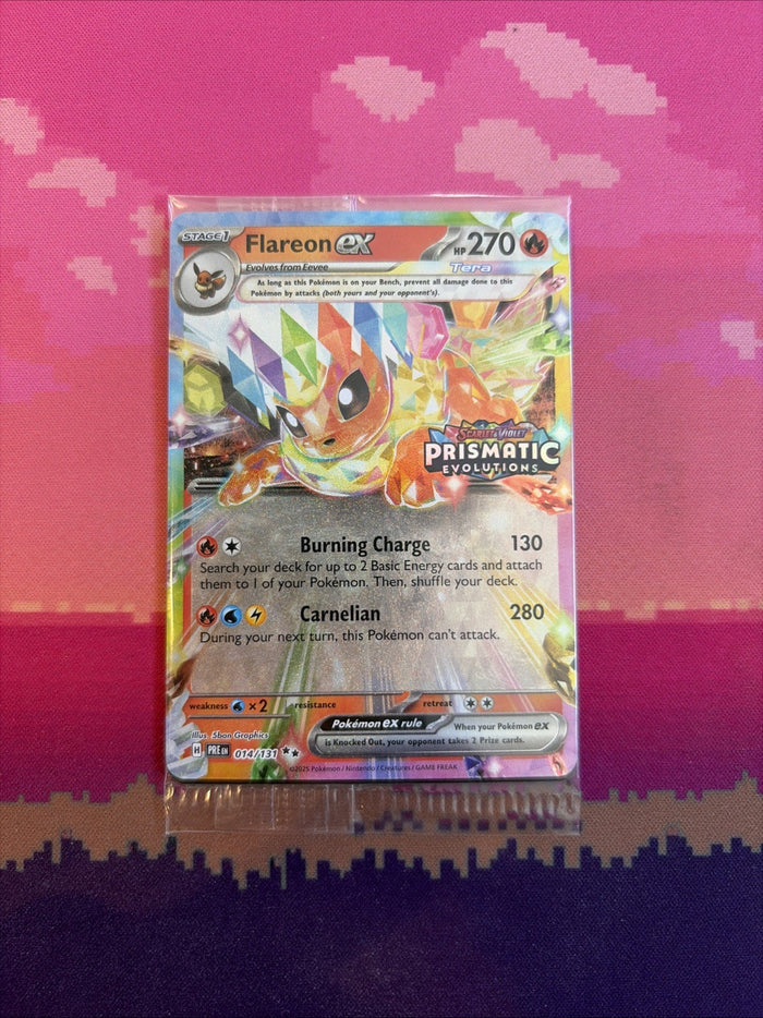 Pokemon Card Flareon ex Prismatic Evolutions STAMPED 014/131 SEALED Near Mint