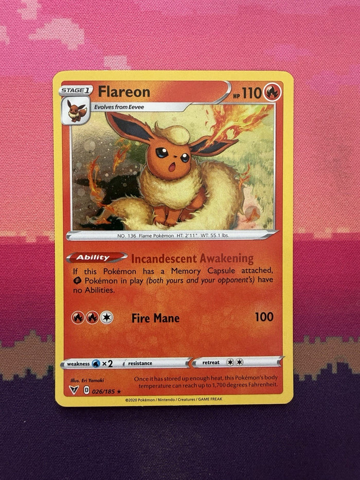 Pokemon Card Flareon Vivid Voltage Cosmo Holo 026/185 Near Mint