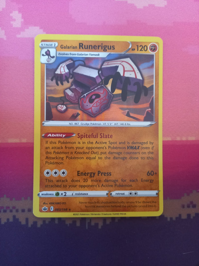 Pokemon Card Galarian Runerigus Chilling Reign Holo 083/198 Near Mint