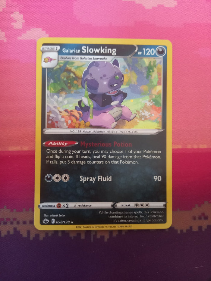 Pokemon Card Galarian Slowking Chilling Reign Cosmo Holo 098/198  Near Mint
