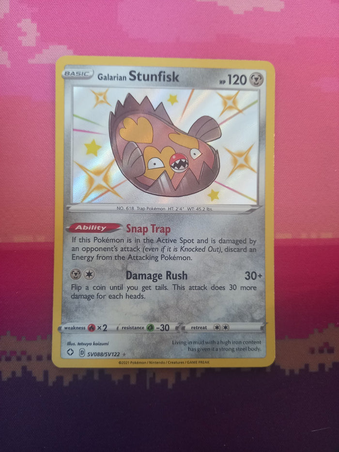 Pokemon Card Galarian Stunfisk Shining Fates Shiny SV088/SV122  Near Mint
