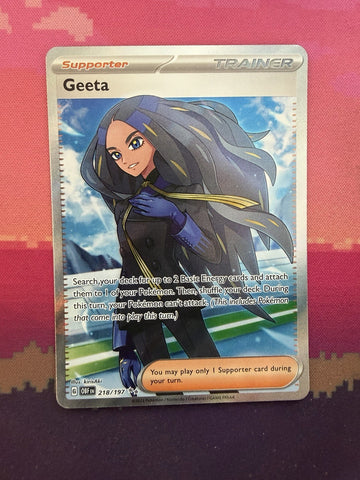 Pokemon Card Geeta Obsidian Flames Ultra Rare Full Art 218/197 Near Mint