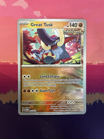 Pokemon Card Great Tusk Prismatic Evolution Pokeball Reverse Holo 055/131 NM